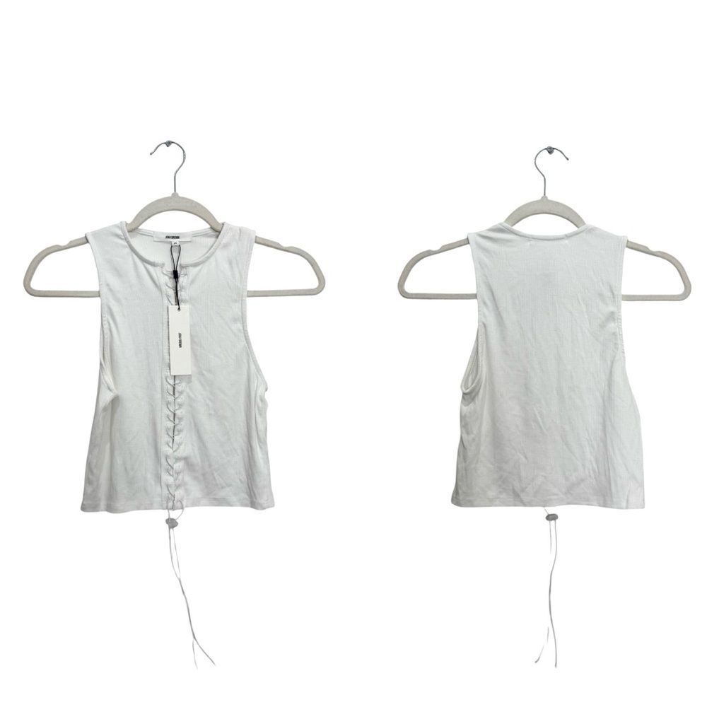 NWT Joah Brown Lace Up Crop Tank in white - Picture 6 of 8